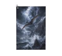 Serviette de golf en microfibre avec mousqueton Storm Wing Dino | Texture gaufrée, 40 x 60 cm, séchage rapide et absorbante, idéale pour nettoyer les clubs et les balles, fixation facile sur le sac, a
