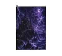Serviette de golf en microfibre avec mousqueton Violet Storm Castle | Texture gaufrée, 40 x 60 cm, séchage rapide et absorbante, idéale pour nettoyer les clubs et les balles, fixation facile sur le sa