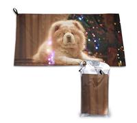 Serviette de Noël à séchage rapide, motif chien Chow Chow blanc et moelleux, en microfibre, pour adultes, 40,6 x 640 cm