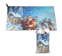 Serviette de Noël Père Noël et renne à séchage rapide, serviettes en microfibre pour adultes, 40,6 x 63,5 cm