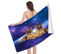 Serviette de Plage 100x200 Berger Allemand, Femme Homme, 3D Animal Chien Serviette de Bain Grande Microfibre Séchage Rapide Absorbant Drap de Plage pour Bain Voyage Camping