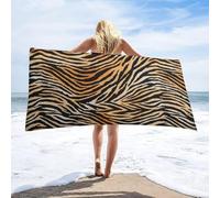 Serviette de Plage 100x200 cm Imprimé Zèbre Serviette Microfibre Rayures Noires Drap de Plage XXL Anti Sable, Séchage Rapide pour Bain, Sport, Voyages, Piscine A-5494