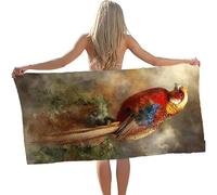 Serviette de Plage 100x220cm Microfibre Serviette de Bain Oiseau Séchage Rapide Anti Sable Drap de Plage Paysage,Bord de Mer d'été Drap de Bain avec Sac pour Extérieur Voyages Natation Cadeau GYL11045