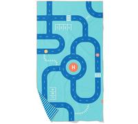 Quut Serviette de plage 2-en-1 Circuit - 140 x 70 cm - Bleu