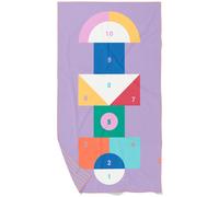 Quut - Serviette de Plage/Piscine Enfant avec Jeu - en Microfibre Séchage Ultra Rapide, sans Sable - Compacte, Légère (Marelle, L - 180 x 100cm)