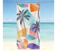 Serviette de Plage 200x90 cm, Drap de Plage XXL Anti-Sable, Serviette Microfibre Plage, Séchage Rapide - Couleur Serviettes Piscine Légère, Idéal pour Voyage et Sport, Lavable, Cocotiers (4) 0l-76