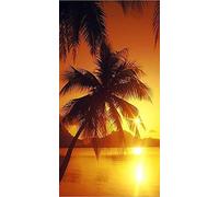 Serviette de Plage 3D Coucher de Soleil Tropical, Serviette De Bain 90x180 cm en Microfibre à Séchage Rapide, Coton, Serviettes de Plage Enfant Femme Homme Drap De Plage pour Natation Picnic Voyage