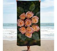 Serviette de Plage, 60x120 cm Serviette de Bain Grande Taille, Rural Drap De Plage à SéChage Rapide, Serviettes Piscine Anti-Sable Portable Légère, Douce et Durable pour Bain, Plage, Roses (3) 0J-941