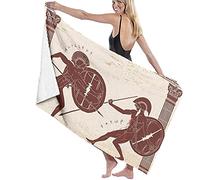 Serviette de Plage 80 * 130cm,Deux Anciens Guerriers grecs,Drap de Bains en Microfibre-Femme Homme Enfant,Serviette Piscine de Bain pour Vacance de Voyage