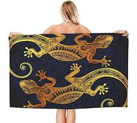 Serviette de Plage 80 * 130cm,Lézards Geckos,Drap de Bains en Microfibre-Femme Homme Enfant,Serviette Piscine de Bain pour Vacance de Voyage
