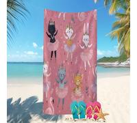 Serviette de Plage -90x180 cm Animaux De Ballet Mignons Souplesse Agréable pour Peau Super Absorbante Serviette de Bain Rose Lavable Anti-Sable et à séchage Rapide Drap de Plage