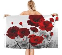 Serviette de Plage 90x180 cm Coquelicot, Serviette de Plage Grande Microfibre pour Enfants Femme Homme, Serviette de Bain Coquelicot, Drap de Plage Légère Portable pour Natation Voyage A410