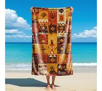 Serviette de Plage 90x180 cm Égypte Rétro Serviette Microfibre Rétro Drap de Plage XXL Anti Sable, Séchage Rapide pour Bain, Sport, Voyages, Piscine A-6003