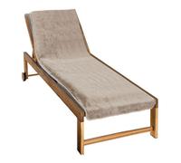 Serviette de plage à rabat pour transat de bain, 100 % coton - 75 x 200 cm - Beige - Vivezen