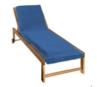 Serviette de plage à rabat pour transat de bain, 100 % coton - 75 x 200 cm - Bleu - Vivezen