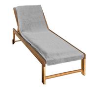 Serviette de plage à rabat pour transat de bain, 100 % coton - 75 x 200 cm - Gris - Vivezen