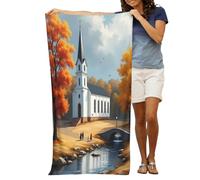 Serviette de plage à séchage rapide, douce et réaliste avec imprimé église #9, serviettes de bain en microfibre, serviette absorbante pour la douche, serviette de plage à l'épreuve