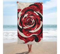 Serviette de plage abstraite en microfibre anti-sable pour salle de bain et piscine Motif rose rouge et noir 130 x 80 cm