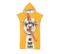 Serviette de Plage Adulte Poncho, DOTBUY Microfibre Surf Serviette de Bain à Capuche,avec Imprimé de Alpaga Amusant,Été Plage Sport Natation Peignoir Serviette (75x110cm,G)