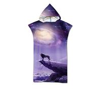 Serviette de Plage Adulte Poncho, DOTBUY Microfibre Surf Serviette de Bain à Capuche,avec Imprimé de Galaxy Loup Animal,Été Plage Natation Peignoir Serviette (75x110cm,Lion de Falaise)