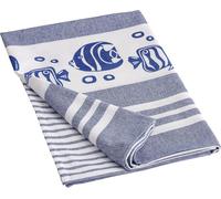 Serviette De Plage Avec Pompons Colorés,Paréo Plage En Coton,Serviette De Yoga Et Hammam,Serviette Super Absorbante Et Séchage Rapide,Écologique,90x170 Cm,Poissons Bleus