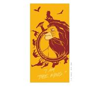 Aymax Drap de Plage Enfant Le Roi Lion Disney 70x140 cm 100% Polyester | Simba I Am The King Or & Bordeaux | Licence Officielle