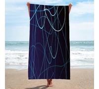 Serviette de Plage Bleu Serviette de Bain Micro Fibre Lignes Lumineuses Serviette Plage Anti Sable Grande Drap de Plage pour Homme, Femme, Camping, Piscine - 100x200cm