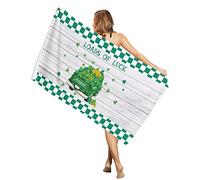 Serviette De Plage Camion De La Saint-Patrick Décoré De Feuilles Et De Pièces d'or sur Fond Vert Imitation Bois Serviette De Sport Camping Serviettes, Für Surf, Sport, Baignade, 80x130cm