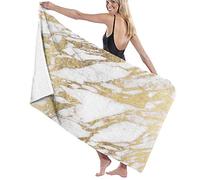 Serviette de plage chic et élégante avec motif marbre blanc et doré pour homme et femme, super absorbante, séchage rapide, serviette de bain surdimensionnée pour voyage, piscine, B, 130 cm x 80 cm