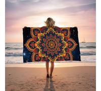 Serviette de Plage Ciel éToilé Extra Large Tapis de Plage 200 x 100CM Doux Confortable Absorption d'eau ALS Serviette de Bain Sport Yoga Sauna Spa Gym pour Vacances Voyage Cadeau Mandala LSTJ-0479