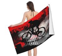 Serviette de Plage Conception de Vélo, 3D Motif Géométrique Serviette de Bain Microfibre, Drap de Plage Séchage Rapide e Anti Sable pour Piscine Couverture, 75x150 cm