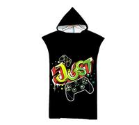 Serviette de Plage Contrôleur de Jeu Vidéo Joueur Poncho Peignoir de Surf à Capuche en Microfibre Towel Bouton de Commande de la Manette de Jeu 3D Couverture pour Adolescents Garçons (Multi 1)