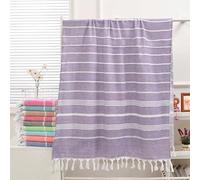 Serviette de plage Cotton Market Boho avec franges 90 x 180 cm Lila Coton doux Très absorbante et séchage rapide Parfait pour se détendre et se relaxer à la plage ou à la piscine