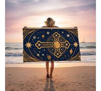 Serviette de Plage Croix Extra Large Tapis de Plage 200x100CM Doux Confortable Absorption d'eau als Serviette de Bain Sport Yoga Sauna Spa Gym pour Vacances Voyage Cadeau Femme Homme Univers LSTJ-3835