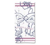 Serviette De Plage Disney Angel Et Stitch Polycoton Blanc 70X140