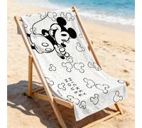 Serviette de plage Disney Mickey Mouse - Silhouette noir et blanc avec impression de points dorés, pour la piscine et la plage 80*160,90*180,75*150,50*100Animal,graphiquePolyester