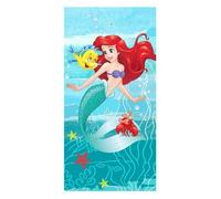 Serviette de plage Disney Princess Ariel 70 x 140 cm - 100% coton, toucher velours, bleu