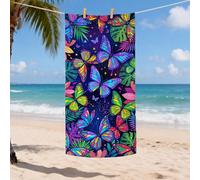 Serviette de plage en microfibre à motif tropical coloré à séchage rapide, douce, anti-sable, légère, idéale pour les vacances, la piscine, la salle de sport, le camping, les voyages en plein air, les