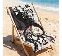 Serviette de plage en microfibre à séchage rapide imprimée Demon Slayer Nezuko pour les vacances à la plage et les sports de plein air 80*160,90*180,75*150,50*100PortraitPolyester