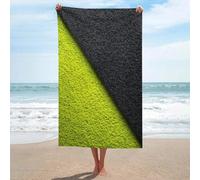 Serviette de plage en microfibre anti-sable à motif mousse noire et vert fluo - Grande serviette de douche multi-usages absorbante pour salle de bain et piscine - 130 x 80 cm