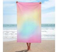 Serviette de plage en microfibre anti-sable avec dégradé de couleurs rose, jaune, bleu, grande serviette de douche multi-usages absorbante pour salle de bain et piscine, 130 x 80 cm