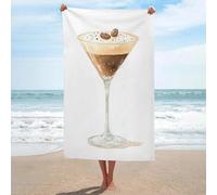 Serviette de plage en microfibre anti-sable avec deux grains de café - Multi-usage - Absorbante pour salle de bain et piscine - 130 x 80 cm