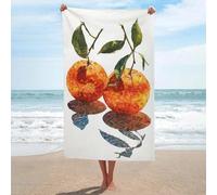 Serviette de plage en microfibre anti-sable avec deux oranges en boules discothèques et carreaux de mosaïque - Multi-usage - Absorbante pour salle de bain et piscine - 130 x 80 cm