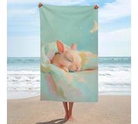 Serviette de plage en microfibre anti-sable avec motif lapin endormi, grande serviette de douche, multi-usages et absorbantes pour salle de bain, piscine, 130 x 80 cm