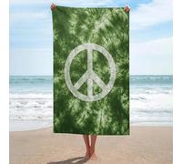 Serviette de plage en microfibre anti-sable avec symbole de paix sur nœuds vert - Grande serviette de douche multi-usages absorbante pour salle de bain et piscine - 130 x 80 cm