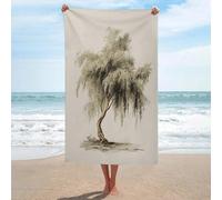 Serviette de plage en microfibre anti-sable motif saule pleureur, aquarelle, grande serviette de douche multi-usages absorbante pour salle de bain et piscine, 130 x 80 cm