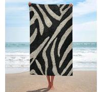 Serviette de plage en microfibre anti-sable motif zèbre noir et blanc - Grande serviette de douche multi-usages absorbante pour salle de bain et piscine - 130 x 80 cm