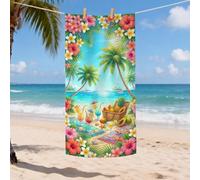 Serviette de plage en microfibre motif hibiscus tropical coloré à séchage rapide, absorbante, douce, anti-sable, légère pour les vacances, la piscine, l'extérieur, 78,7 x 157,5 cm