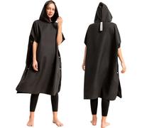 Serviette de plage en microfibre, séchage rapide, robe poncho avec capuche, peignoir de plage, serviette enveloppante pour combinaison de surf,Noir
