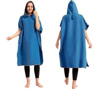 Serviette de plage en microfibre, séchage rapide, robe poncho avec capuche, peignoir de plage, serviette de bain en néoprène, bleu foncé